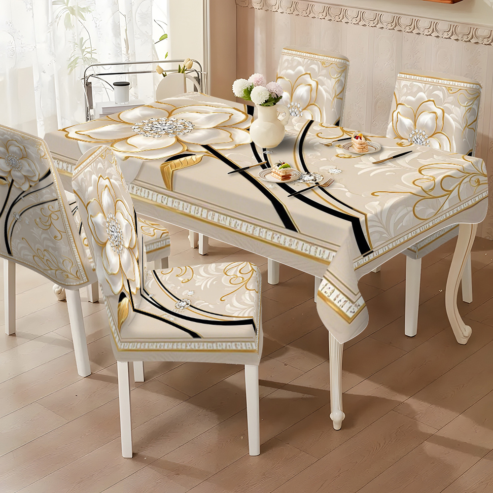 ク でおしゃれなプリント柄のテーブルクロスセット トな長方形テーブル