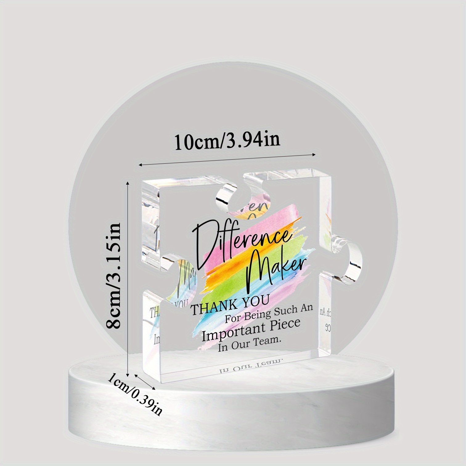 TEMU 2d Flat, Acrylic Team Appreciation Gift Figurine - 'thank You For Being An Important Piece' Collectible Office Desk Decor, Motivational Employee