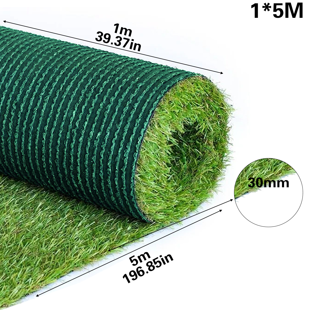 TEMU 30mm Thick Artificial Grass With Adhesive Back, 1x3m/1x5m, Fake Grass Carpet, Indoor Garden Pet Synthetic Grass Doormat