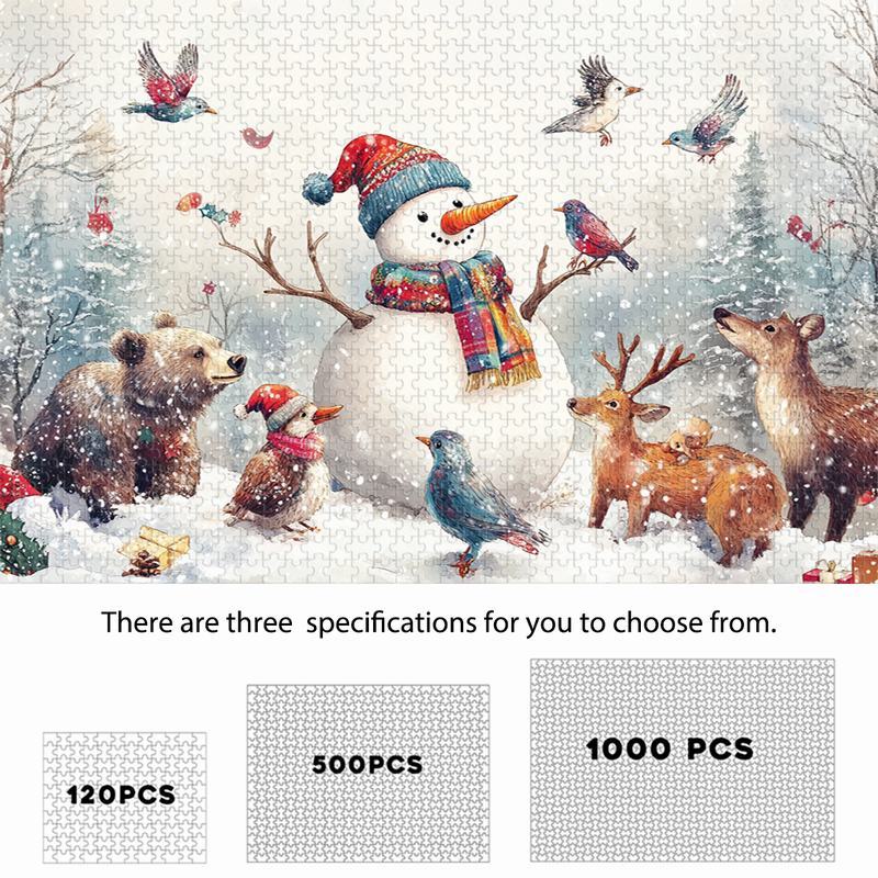 

Winter - 120/500/1000pcs, Animals & Snowman Scene, Challenging Puzzle For Enthusiasts, Gift & Home Decor