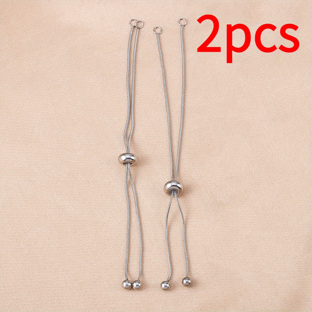 TEMU 2pcs Style Stainless Steel Semi-finished Bracelet Additions Jewelry Chain Decorative Chain Beads Adjusted By Sliding Ends Of The Ring Hanging