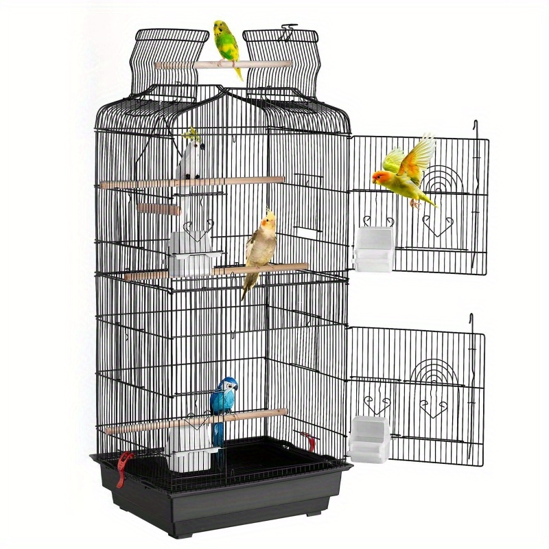   39 hanging metal bird flight cage for parakeets cockatiels small parrots multi level perches swingable chains   design with hanging hooks for indoor outdoor use parrot cage indoor bird enclosure sturdy construction parrot keepers Product details 0
