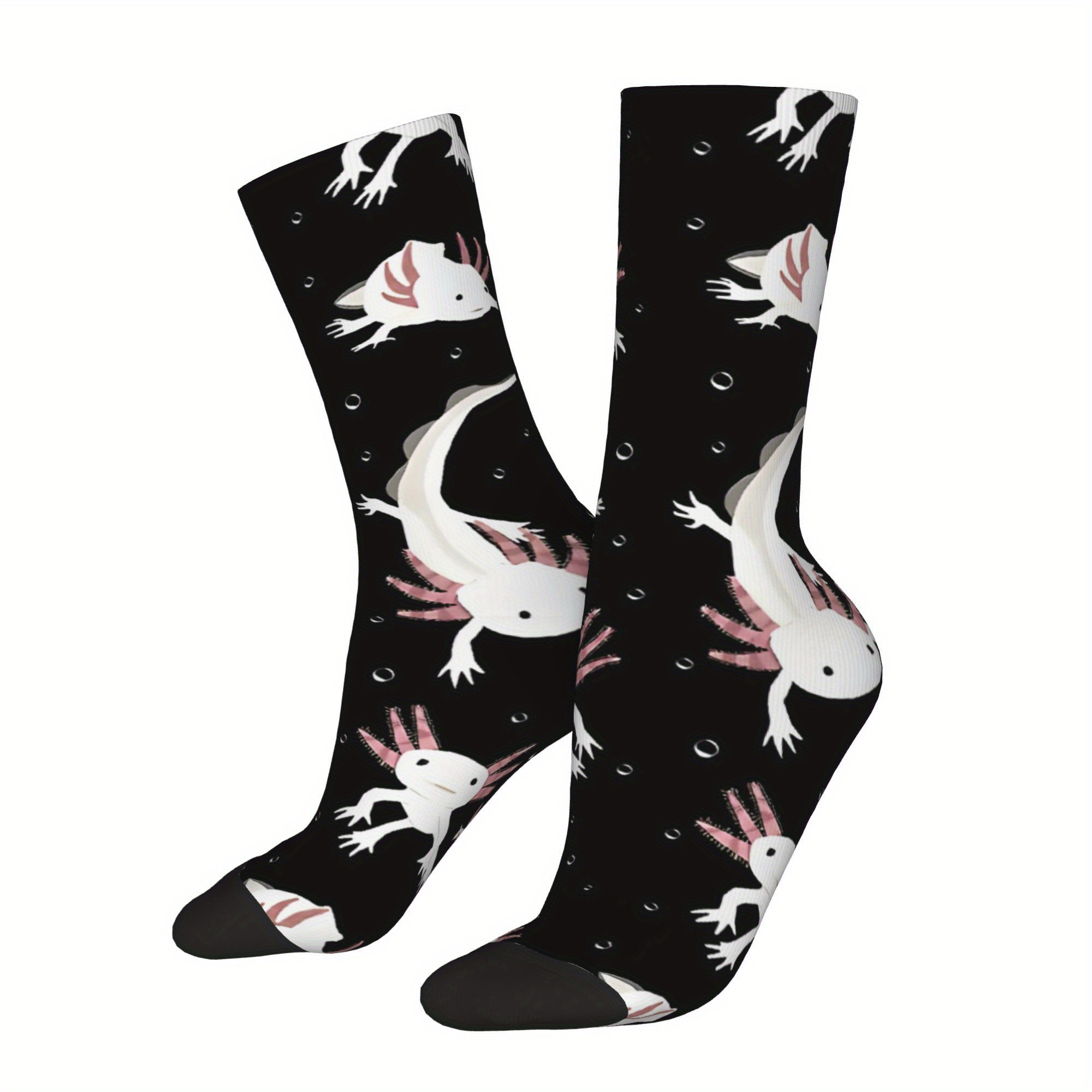 E-shop 1 Paar Hip Hop Retro Axolotls Crazy Herren Kompressionssocken Unisex Street Style Musterbedruckt Lustige Neuheit Happy Socke