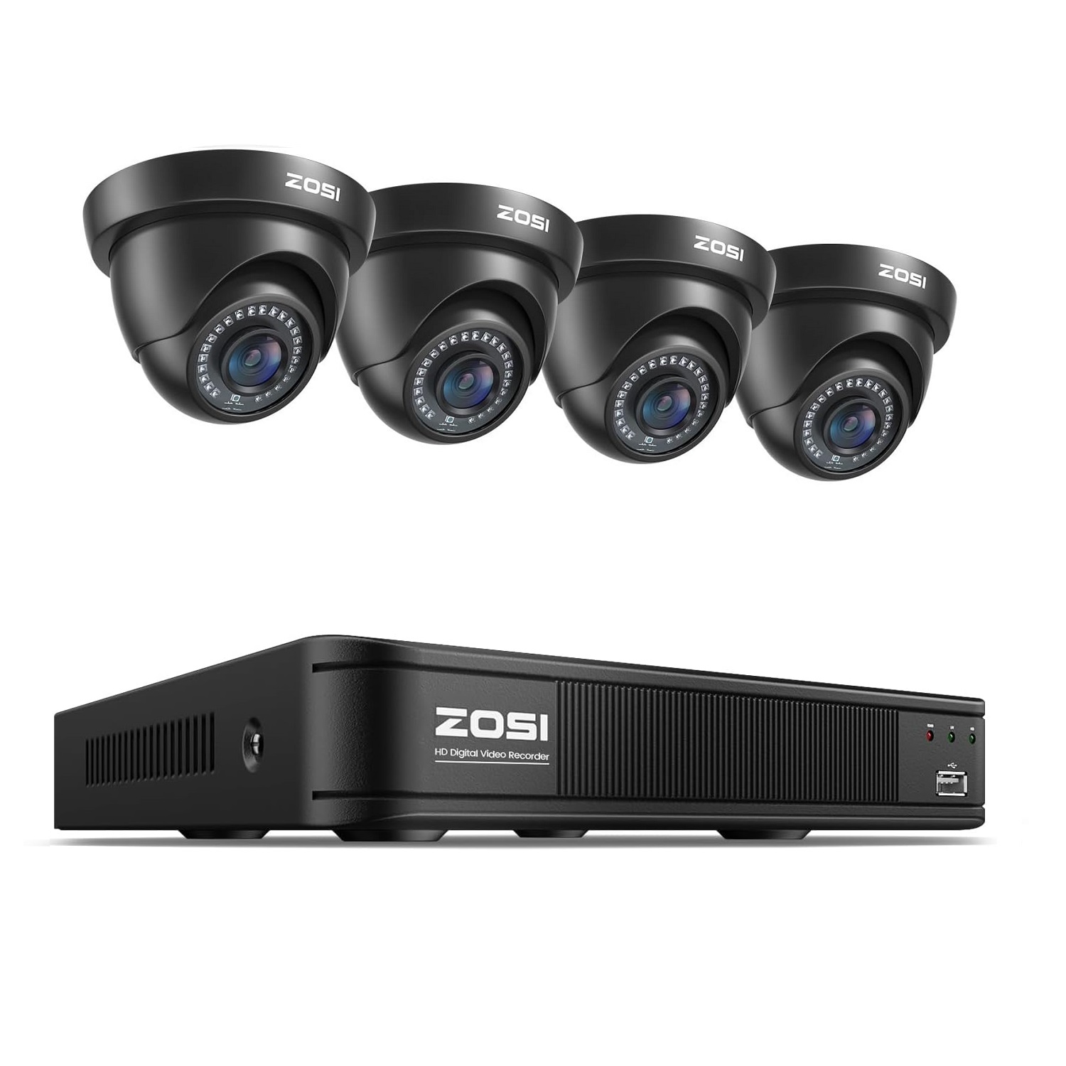   5mp lite h 265   camera system with ai human vehicle detection 8 channel surveillance dvr and 4pcs 1080p cctv dome camera 80ft   remote access without hard drive