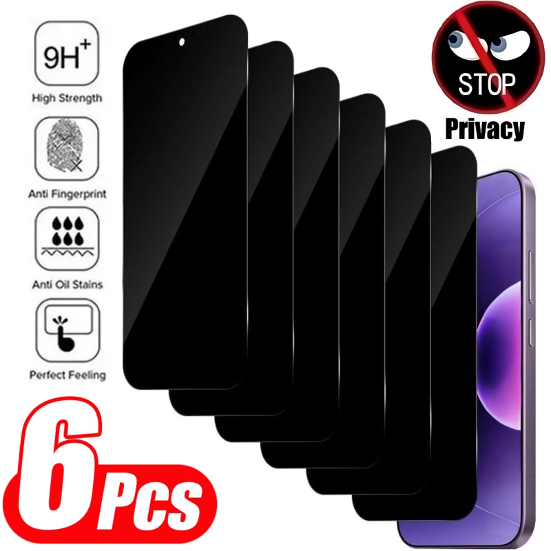 TEMU 6 Pack 30° Privacy Tempered Glass Screen Protector Suitable For Xiaomi Suitable For Redmi 10 10c 12 12c 13 13c 14c Note 12 13 14 15 Pro Pro  4g