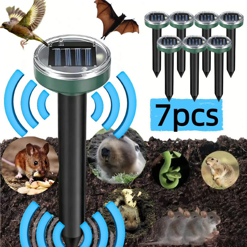 Image of 7pcs Solar Outdoor Animal Repeller Technology Pest Deterrent Drive Away Birds Rodents Great For Garden Lawn Farm Home Yard Use And Christmas New Year Thanksgiving Holiday Decoration Festive Atmosphere