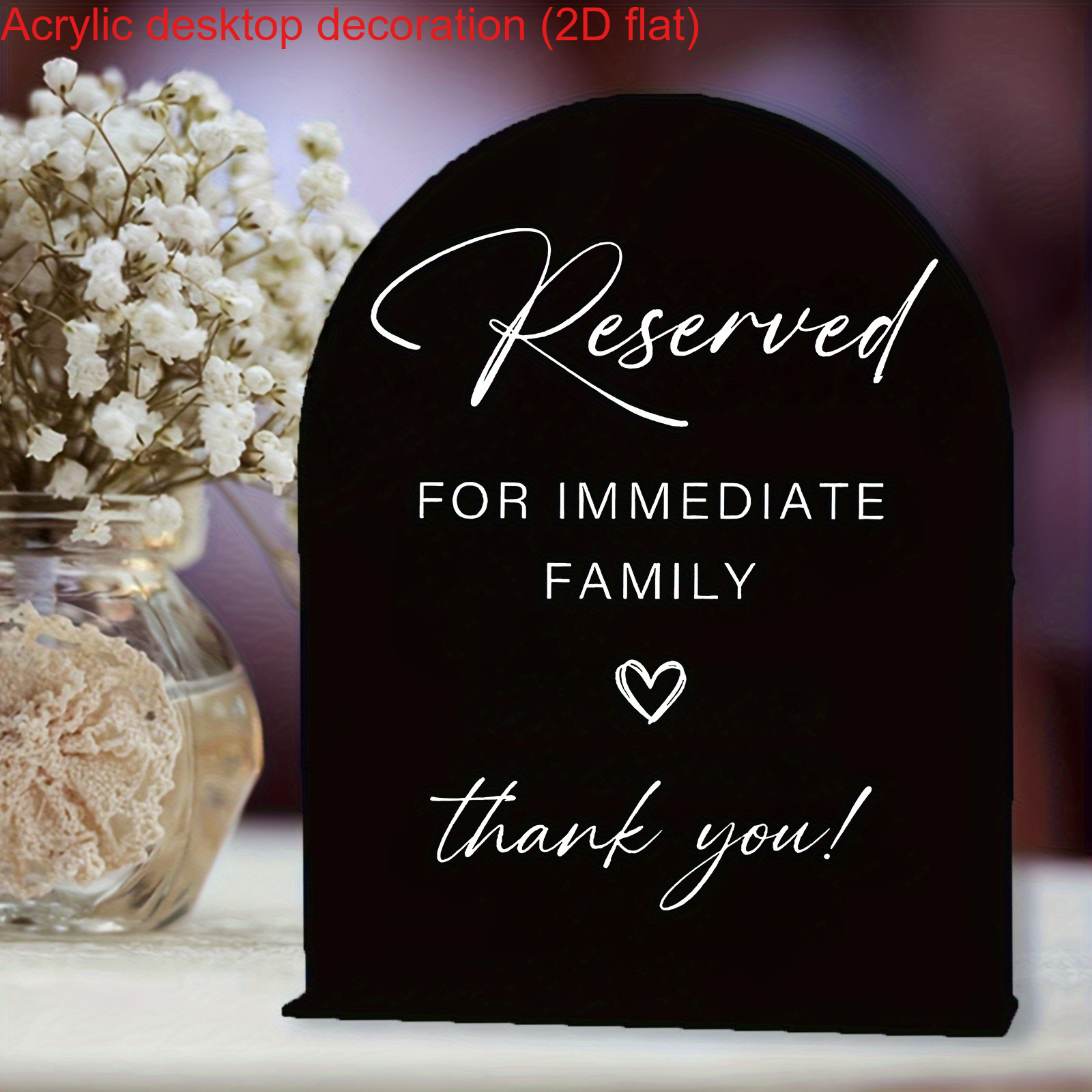 TEMU Plat 2D, Impression Plat 2D, Cartes Réservées en Acrylique, Spécialement Conçues pour de Mariage : Famille Immédiate Réservée, ! Tables/Assises