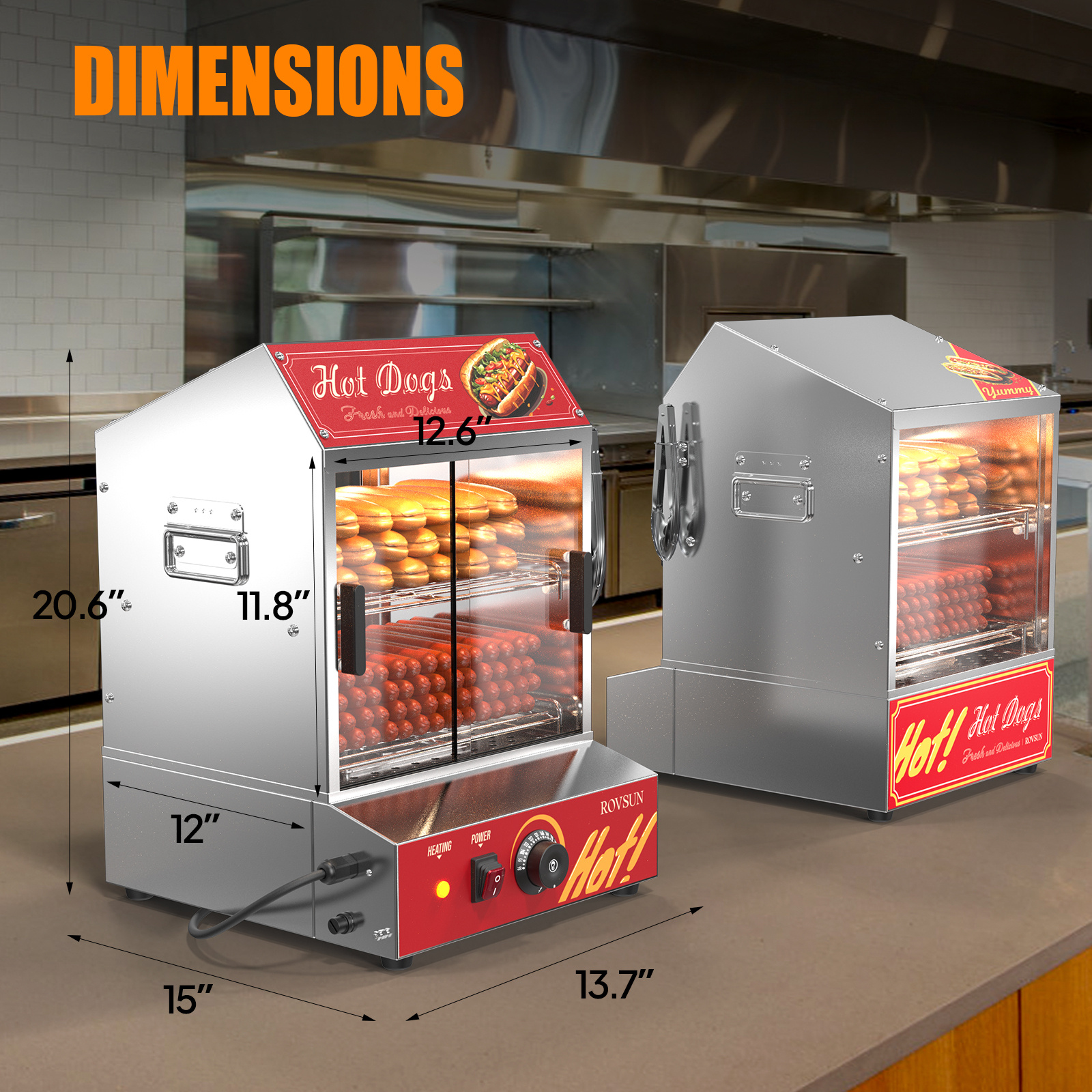 TEMU 31.7qt/ 30l Hot Dog Steamer, Hut Steamer Hot Dog Steamer With Bun Warmer Cooker 175 And 40 Buns Capacity With Removable Shelves Food Clip For