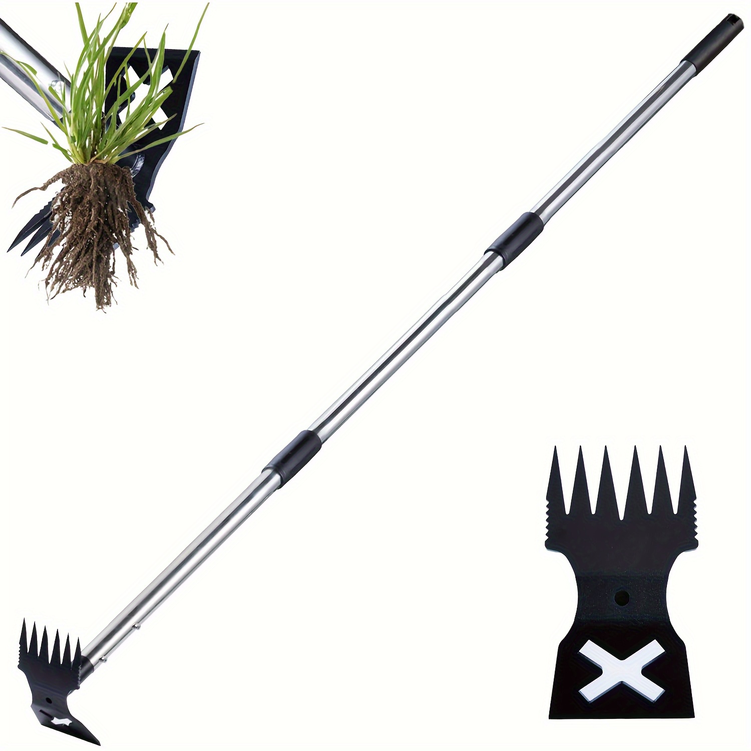 Heavy-Duty Adjustable Long Handle   Tool - Dual   with Extendable Shaft, Bend-Resistant Construction for Professional & Home Gardening, Lawn Care, Farming - Manual   Removal Tool with Ergonomic Grip - Compatible with Lawn Mowers & Tractors - Durable Carbon Steel/Metal Construction, Outdoor Maintenance, Sturdy Build,    , Outdoor Workers