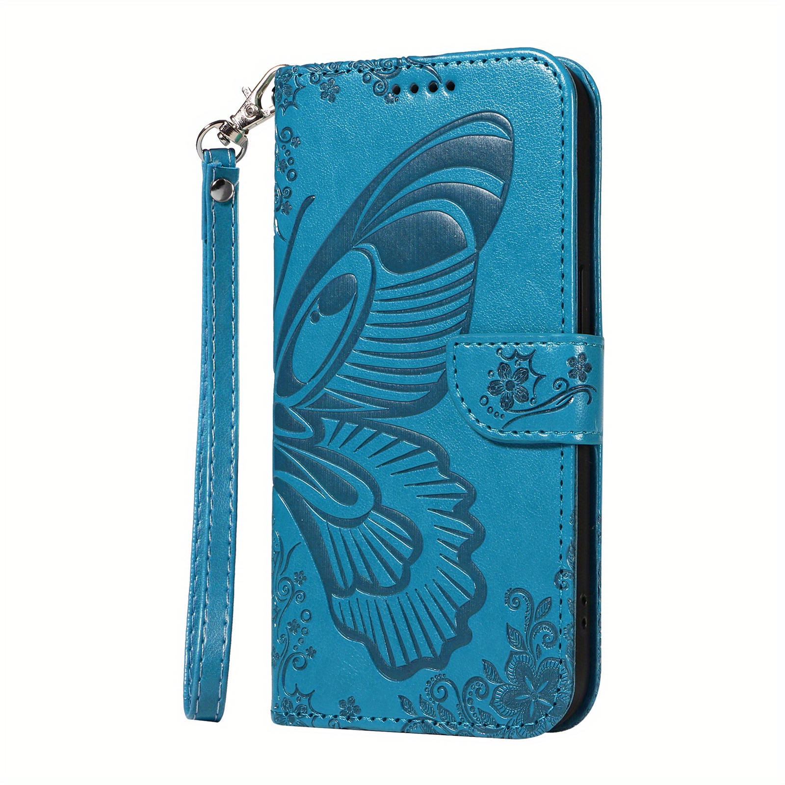 TEMU Phone Case: Embossed Pattern Pu Synthetic Leather Magnetic Flip Cover Case With Lanyard, Anti-suction Headband, Stand Function, Drop Protection,