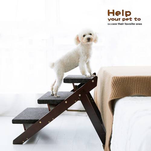 wood pet stairs pet steps foldable 3 levels dog stairs ramp beds and cars portable to 110