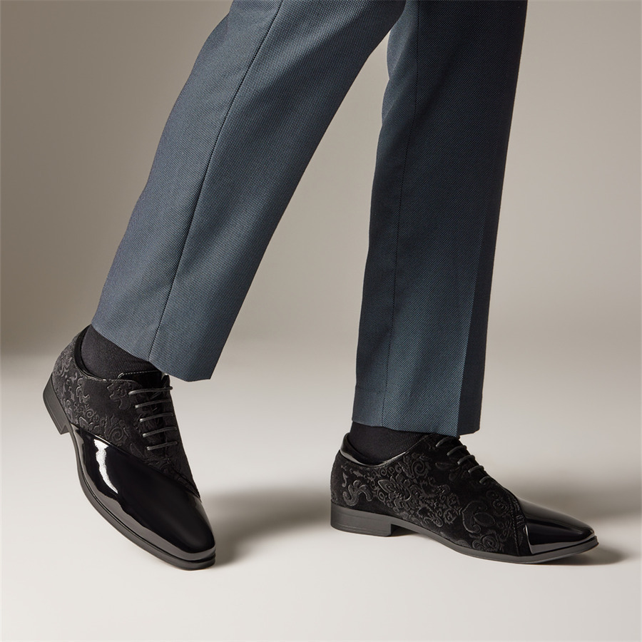 mens formal tuxedo shoes classic patent velvet lace formal  display picture 2