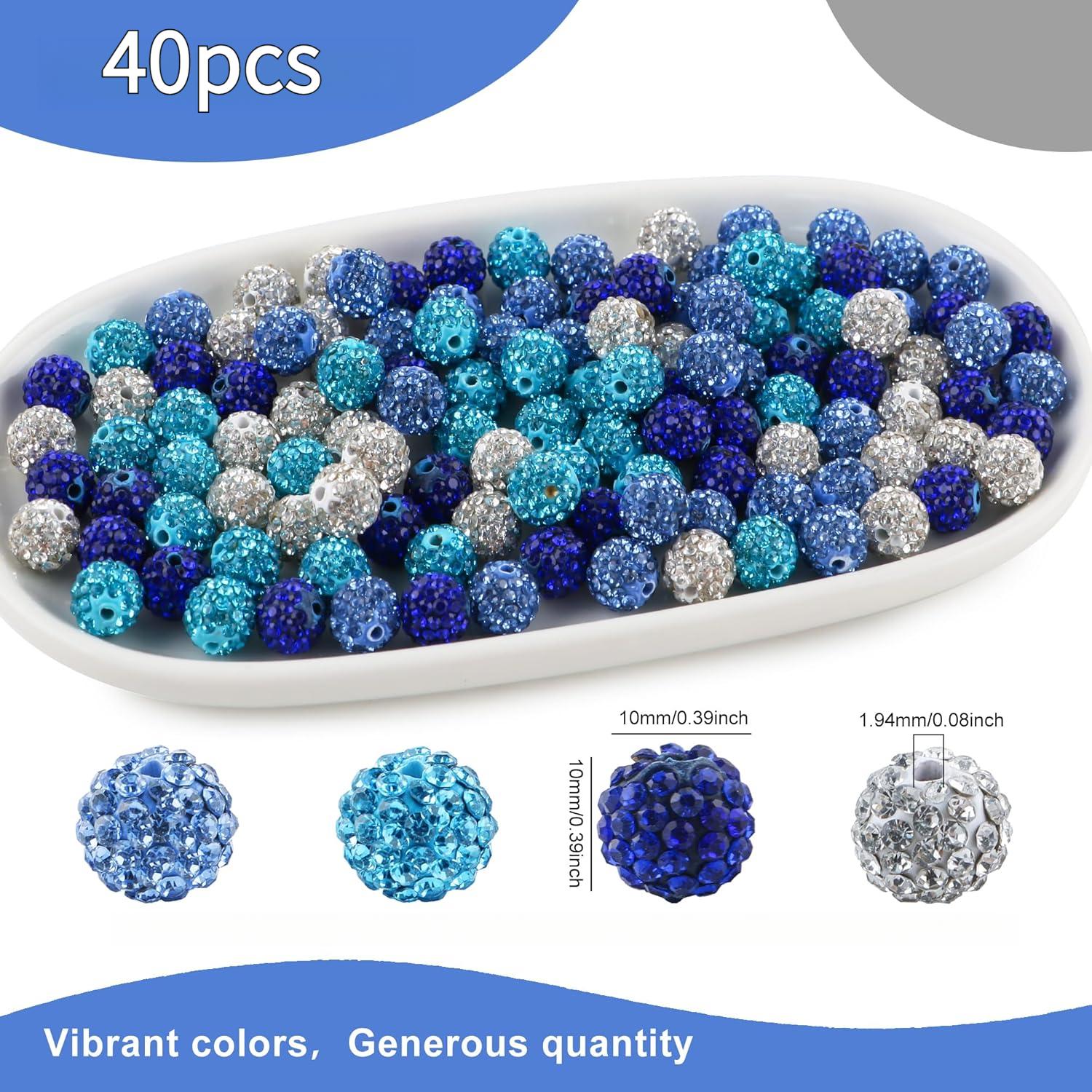 TEMU 40pcs 10mm Mixed Color Polymer Clay Rhinestone Beads, Round Disco Ball Beads. Ideal For Jewelry Making, Perfect For Bracelets, Necklaces,