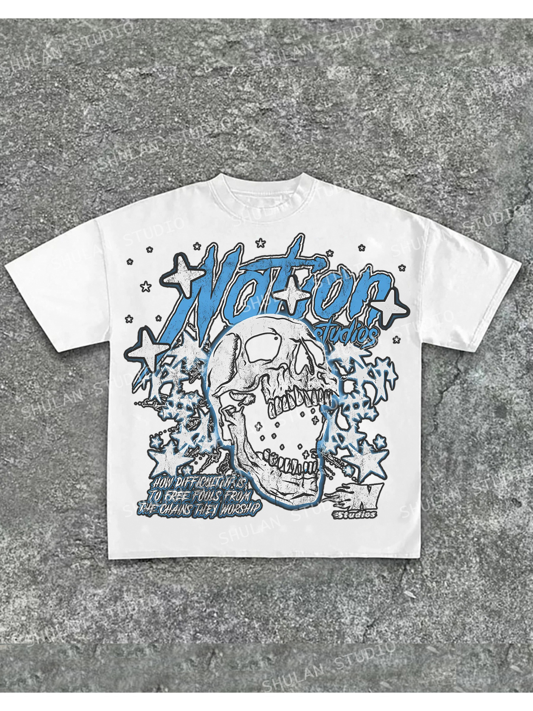 mens y2k graphic cotton t shirt skull stars - Temu