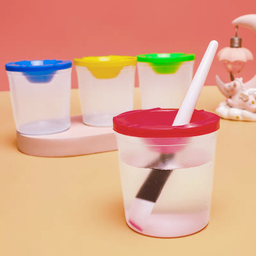 10pcs set of paint cups with lids brushes not included brush cleaning cups with vibrant colored lids ideal for beginners in watercolor acrylic and oil painting reusable paint cups serve as perfect cleaning tools for your art supplies