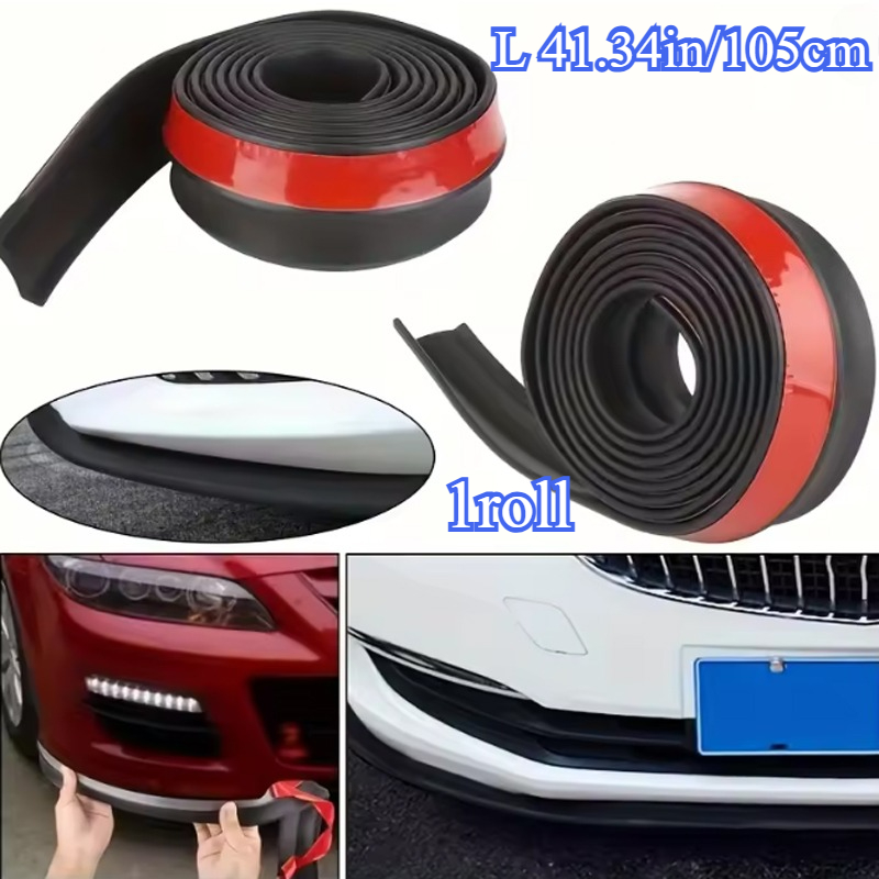 TEMU Universal Rubber Car Front Lip Bumper Guard Skirt, Flexible Kick Plate And Anti-scratch Front Lip Trim, Car Bumper Rubber Protector Strip,