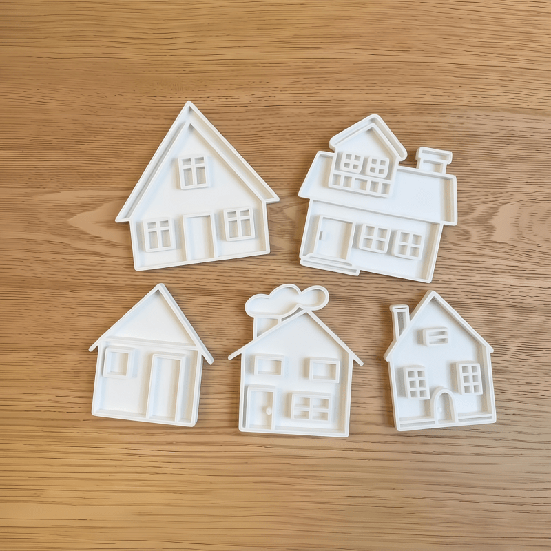 TEMU 5-pack Beautiful Easy-to-make Cottage Themed Clay Molds, Nordic Style Cottage , Suitable For Ceramic Clay, Sheet Rolling, And Crafts, Handcraft