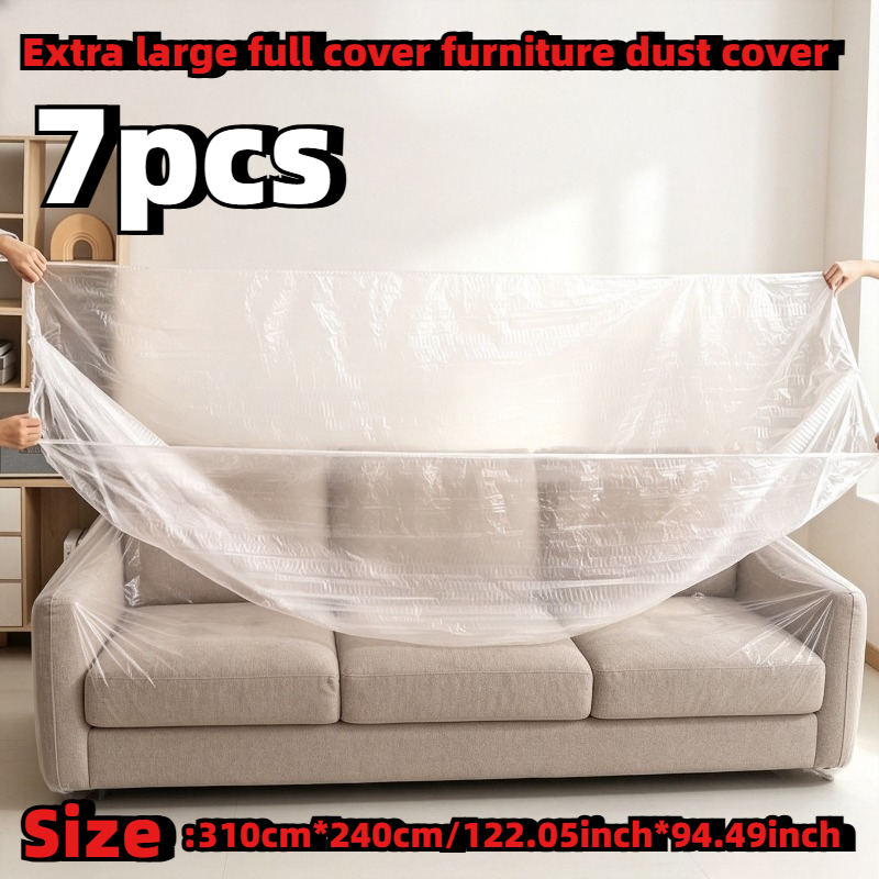 TEMU 7pcs - Housses de protection extra larges intégrales pour meubles, housses élastiques à cordon pour meubles d'extérieur, housses de protection