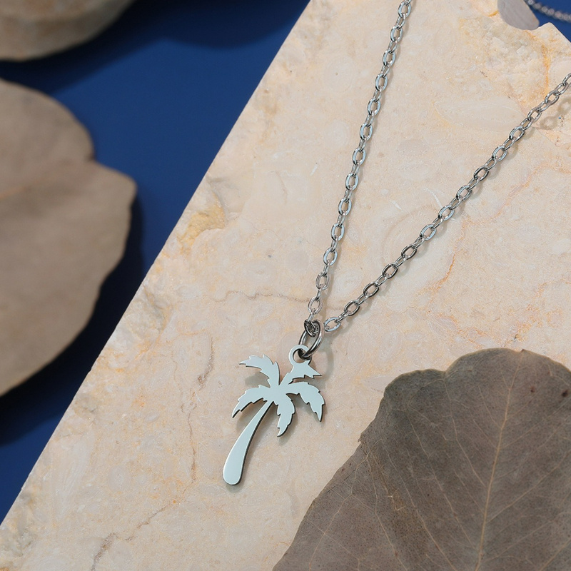 Coconut Tree Pendant Necklace - Minimalist Design