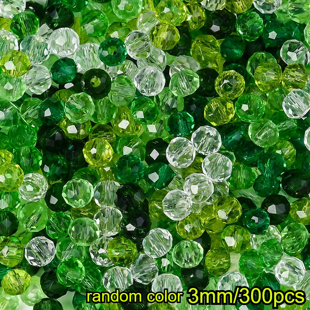 TEMU 8/6/4/3mm Random Mixed Green Glass Rondelle Beads Sparkling Transparent Beads For Jewelry Making Diy Bracelet Necklace Earring Accessories Craft