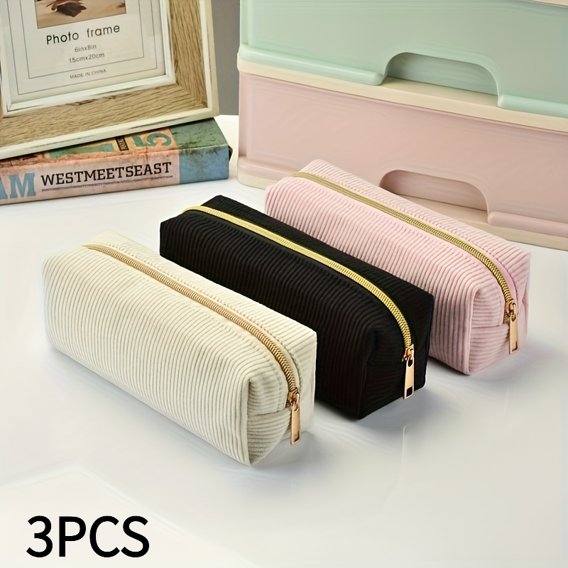 TEMU Zufällige 2/3-teilige robuste Cord-Mastertaschen - Diese Polyesterfaser-Mastertasche mit Reißverschluss dient als Aufbewahrung für Schreibwaren,