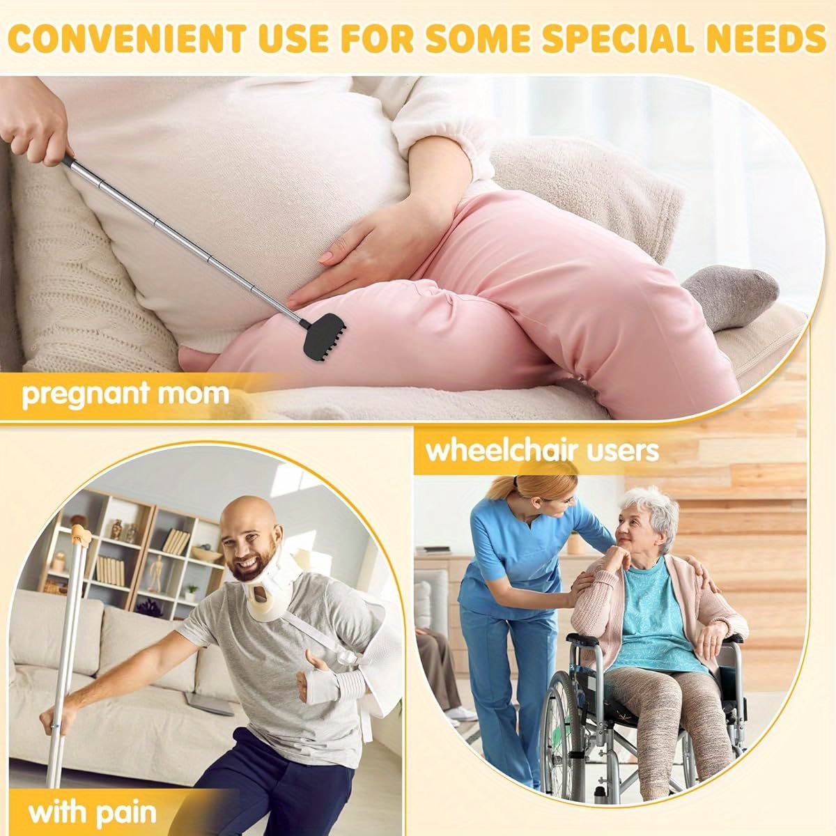 extendable back scratcher stocking stuffer - heavy-duty telescoping back massager with extendable arm, funny christmas, birthday, housewarming gifts for men, women, dad, husband, wife - space-saving design for stockings, gifts bags - ideal for home, office, travel -   adults & teens, home accessory, sleek gadget, durable construction, telescopic tool, husband present Product details 0