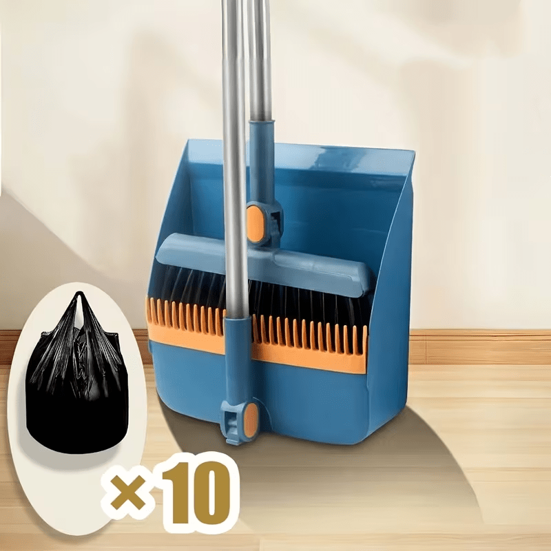 TEMU In- Broom And Dustpan Combo With 10 Suitable For /hard Floors, Upright Stand Up Broom & Dustpan Set With Plastic Broom For Home, Kitchen, Office