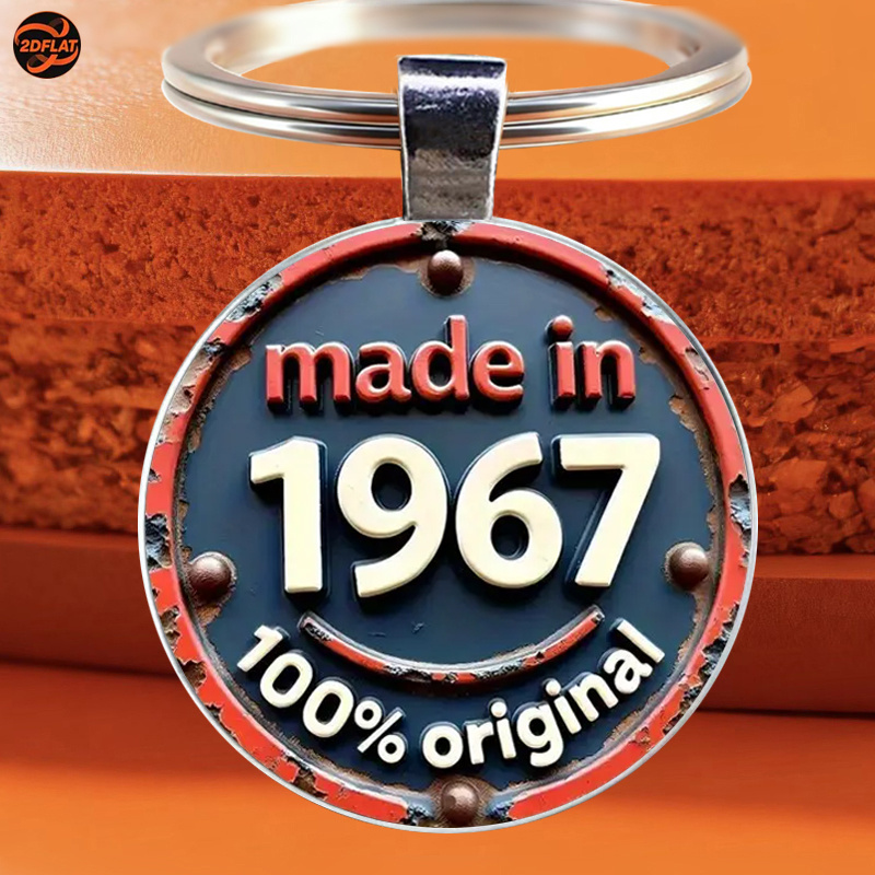 2d Flat Retro 1967 Keychain - Medieval Modern Retro Design, Unisex Decoration, Backpack And Car Key Decoration, Nostalgic Collectible Gift, Anniversary And Christmas Gift, Perfect Gift For