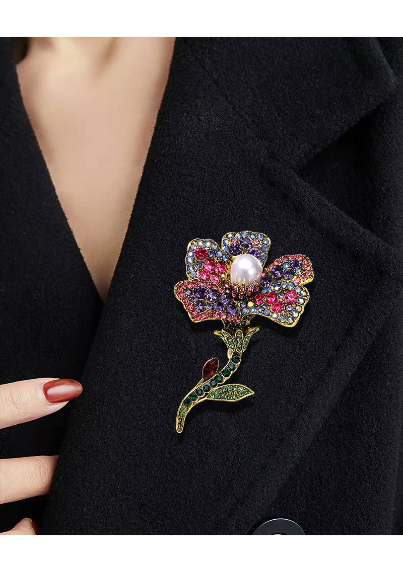 elegant   rose brooch pin with   pearl tassel chic floral lapel pin for womens fashion accessory   winter coats and sweaters details 3