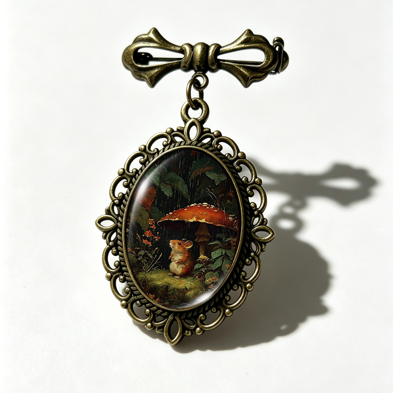 Healing Forest Squirrel Hollow Metal Pendant Brooch