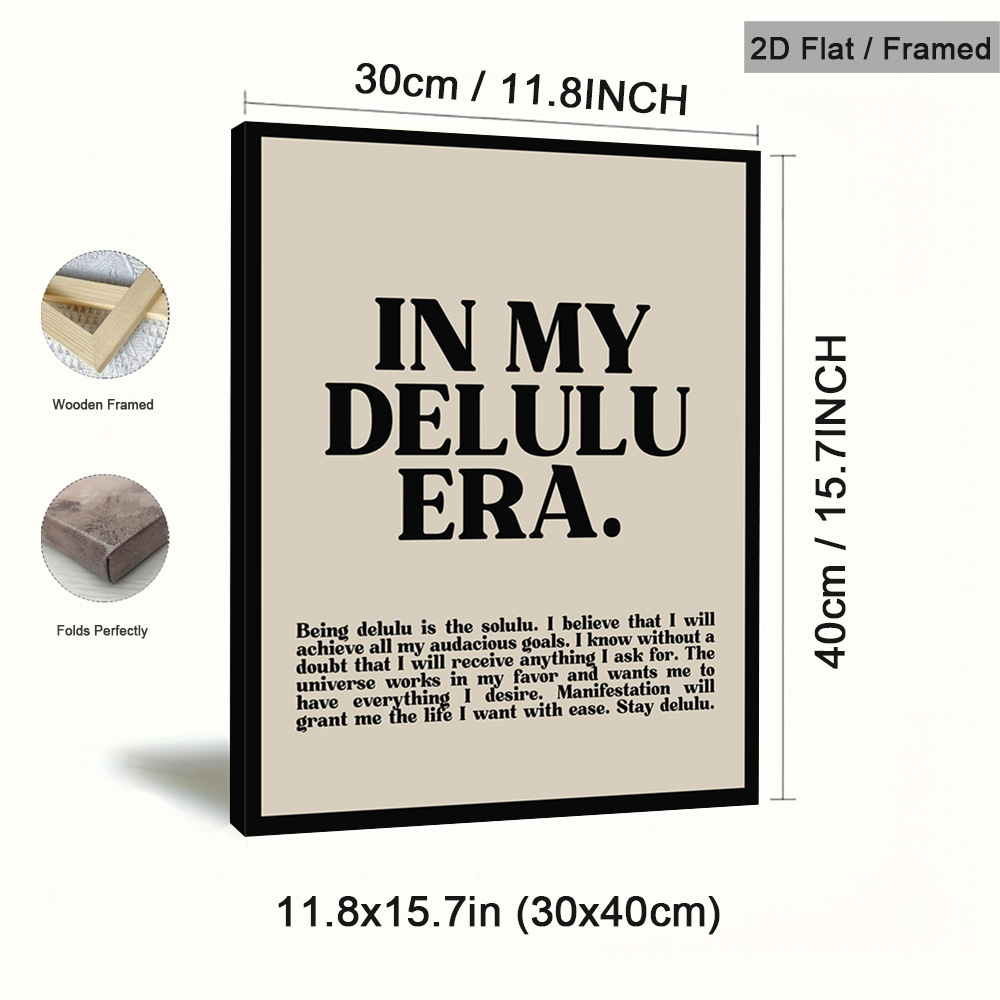 TEMU Plat 2D, 1 pièce Affiche encadrée moderne avec typographie - Art mural avec adaptée pour , , la décoration de café, Toile rétro à suspendre avec
