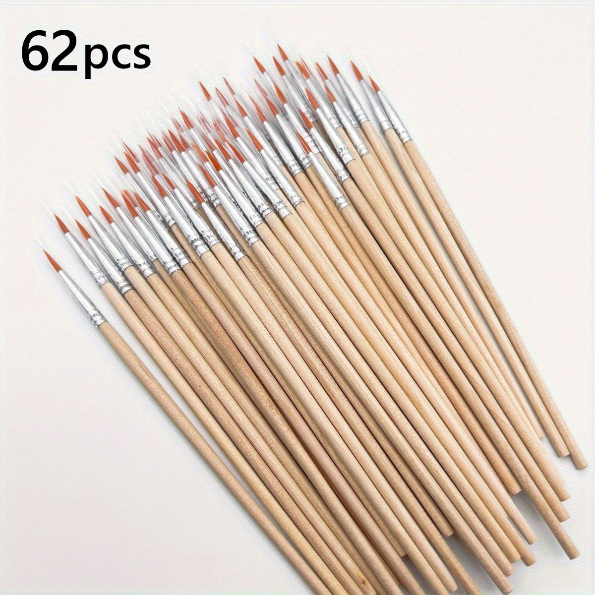 TEMU 62pcs/ 222pcs Flat Or Detail Wooden Handle Nylon Bristles Painting Brushes For All Purpose Oil Watercolor Painting Artist Professional Kits.