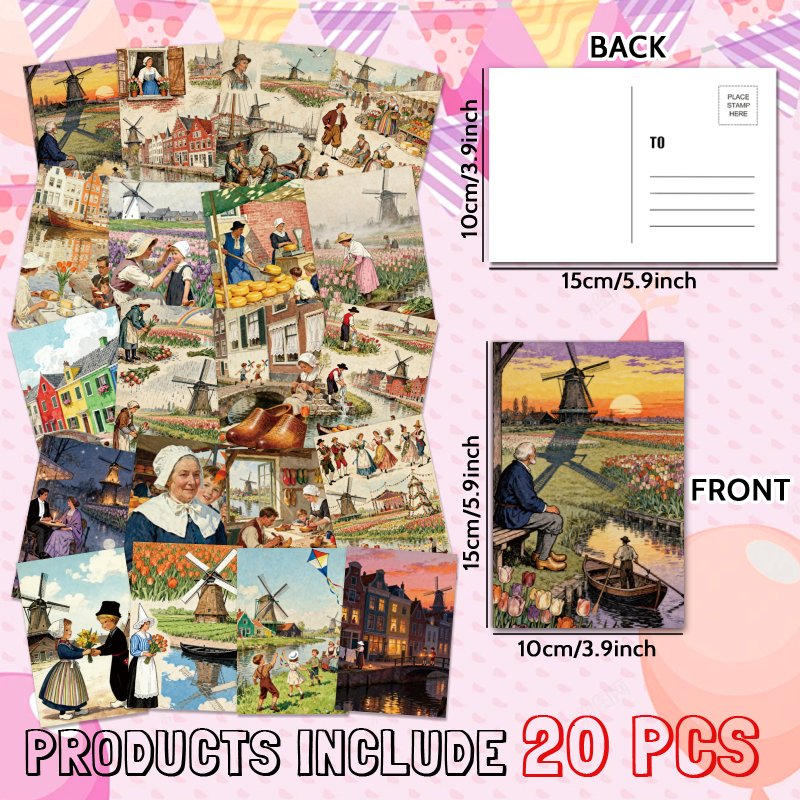 TEMU 20 stuks vintage postkaarten van , gemaakt van verbeterd dik papier, perfect voor reizen en als unieke cadeaus voor familie en vrienden. Ideaal