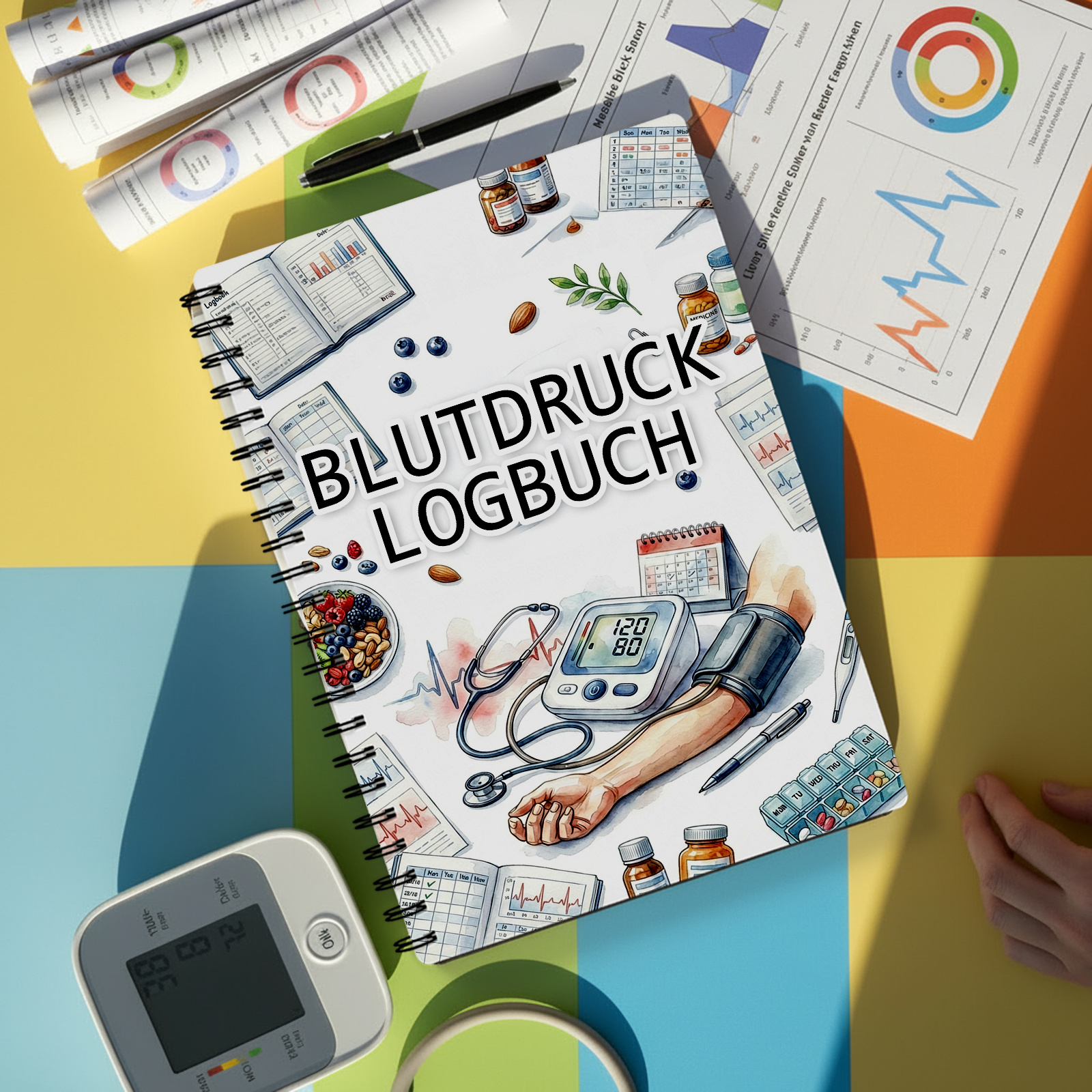 E-shop -Tracker Notizbuch Journal (Deutsche Ausgabe) für Erwachsene und Senioren | Tägliche Gesundheitsprotokoll Planer mit systolischer diastolischer