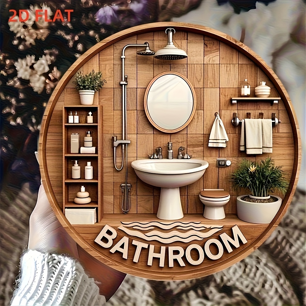 TEMU 2d Flat, 2d Flat Plane, 2d Classic Round Wooden Wall Decor, Made Of Wood, Vintage Style, No Electricity Required. Suitable For Bedrooms,