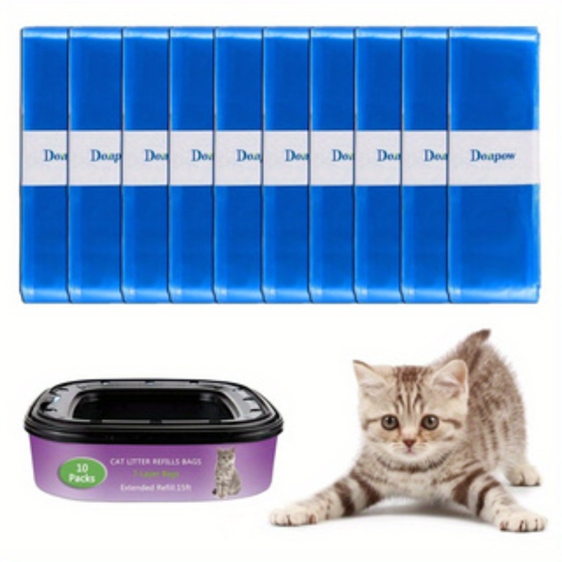 Image of Cat Litter Refills Bag Compatible With Disposal Litter Refill Cartridge, Original Refill Cartridge Not Included, 10-pack