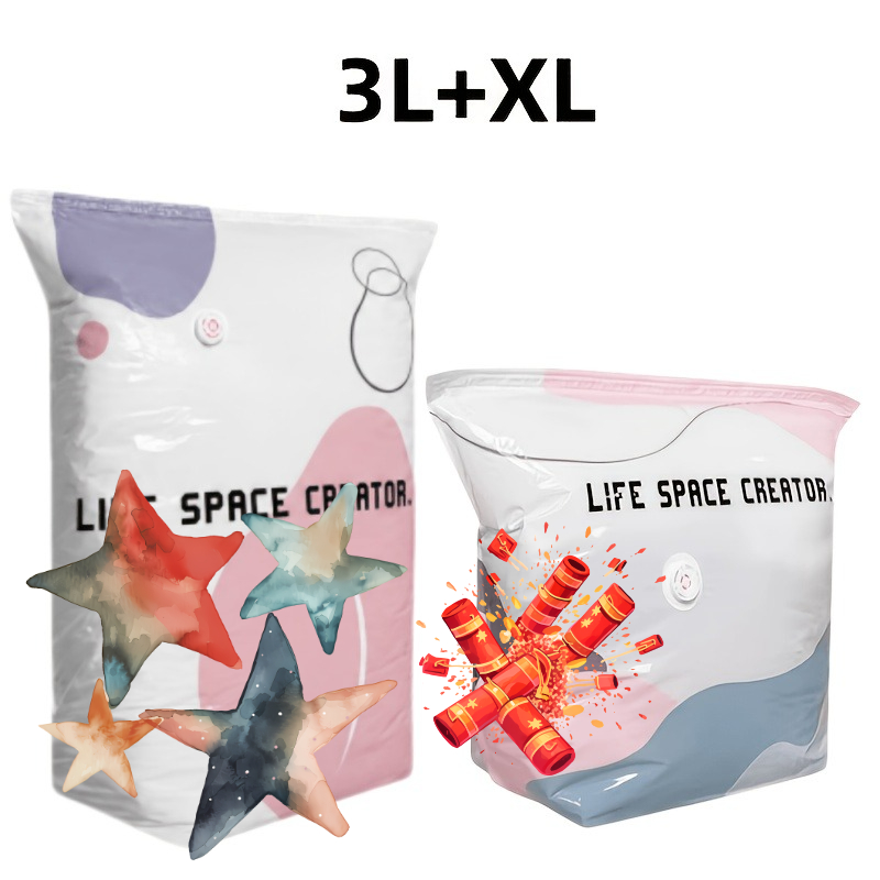 4pcs Vacuum Storage Bags, Suitable For Clothing And Blankets. Large Capacity, Heavy-duty, Pump-free Compression Bags With - For Quick Compression, Space And Convenient For Moving And Seasonal Storage