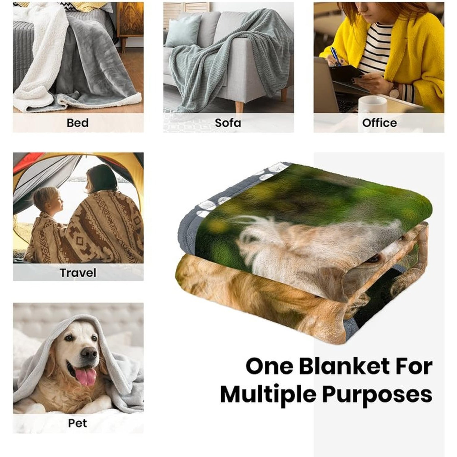 Personalized Pet Portrait Photo Blanket