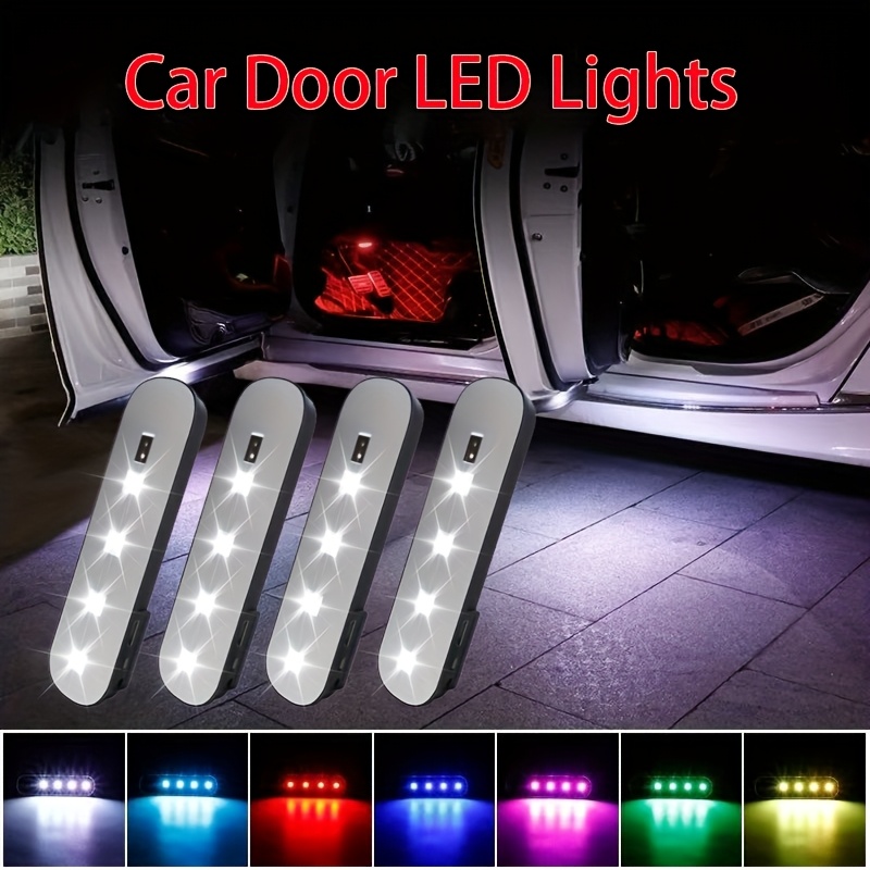 TEMU 4-pack Door Light Led Welcome Light Usb Charging Automatic Door Opening Light, Car Additions Led Car Ambient Light, Rock And Roll Light