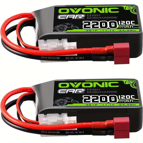 11.1V 3S Lipo Battery 1300mAh 50C - 2 Pack With XT60 & T Plug For RC Models