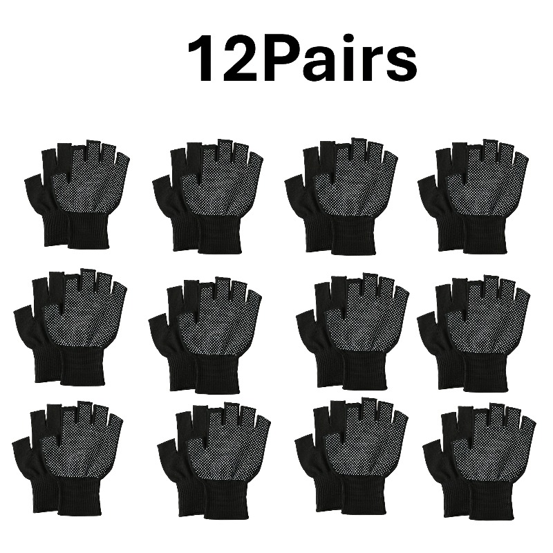 Image of 24pcs/12 Pairs Compression Gloves | Anti-slip Fingerless Design | Suitable For Daily Use, Cycling Gloves, Fitness Gloves, Comfortable And For Indoor And Outdoor Activities | Unisex