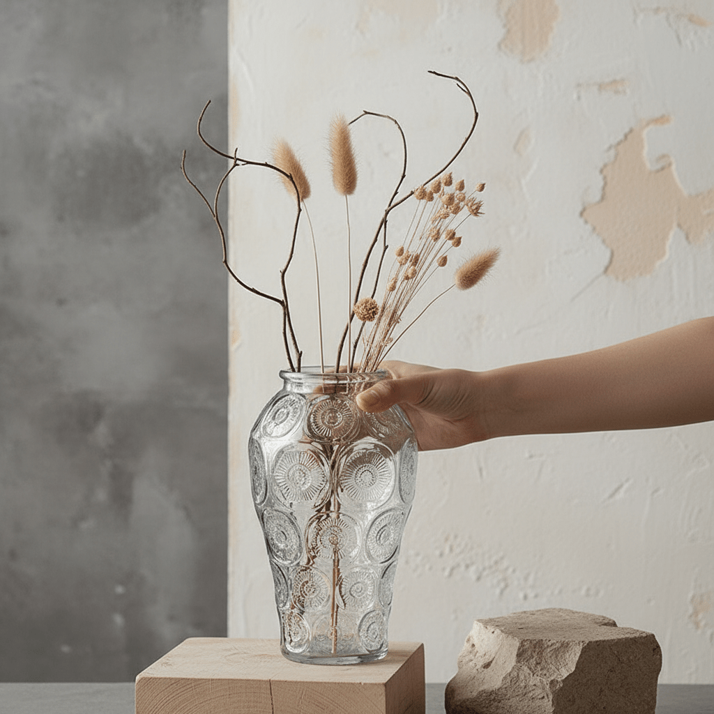 1pc vintage elegant embossed transparent glass vase modern - Temu