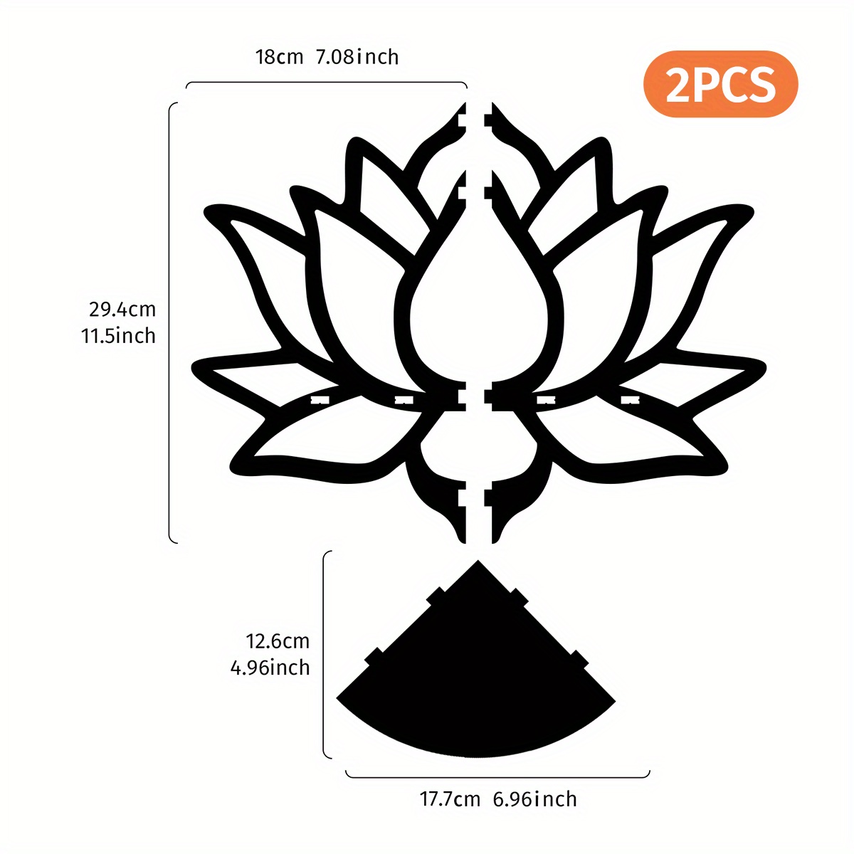 TEMU 2pcs Étagère Lotus Noir, Pendentif Décoration Murale de Lotus en Bois, Étagère de Rangement Murale à Clous de Fleur (Clous Non ), Pendentif