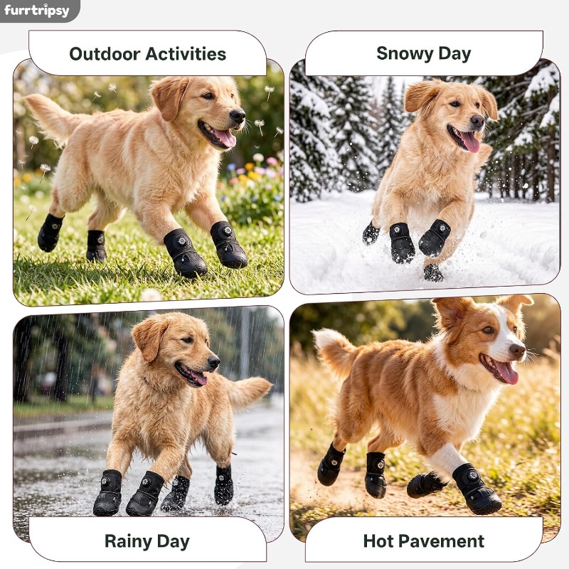 2pcs Dog Booties with Micro-Adjustable Dial