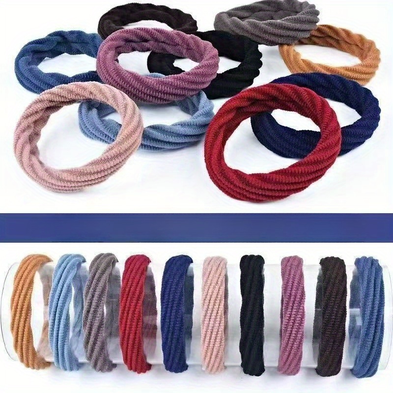 [Satin Hair Ties] 50pcs Black/Assorted Colors Satin Nylon Hair Ties, Women's Curly Hair Accessories, Headbands Hair Ties Scrunchies for Women and, Thanksgiving Christmas Gifts