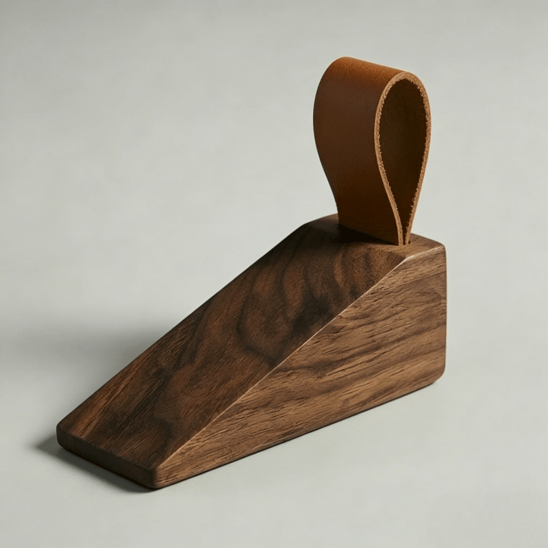 Image of 1pc Wooden With Handle, Tall Anti-pinch Door Wedge, Non-slip Rubber Bottom, Solid Wood Door Stop For Bedroom, Prevent Slamming