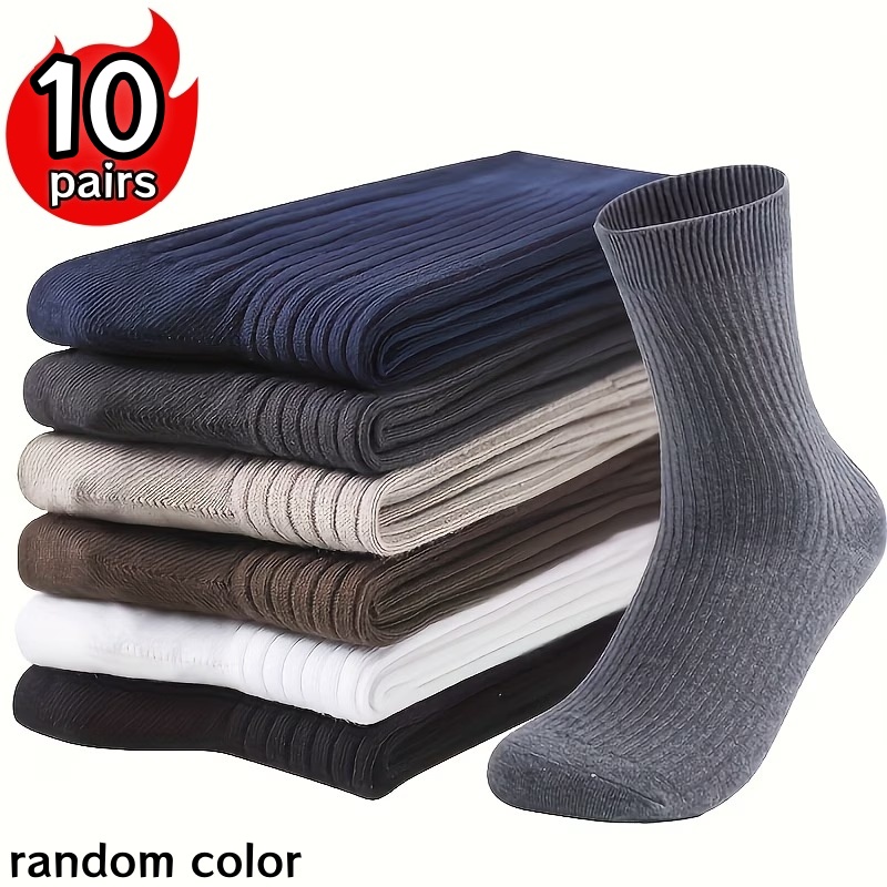 TEMU 10 Paires de Chaussettes pour Hommes, Couleurs Aléatoires, Chaussettes d' Polyvalentes, Douces, Respirantes, Anti-Transpiration et
