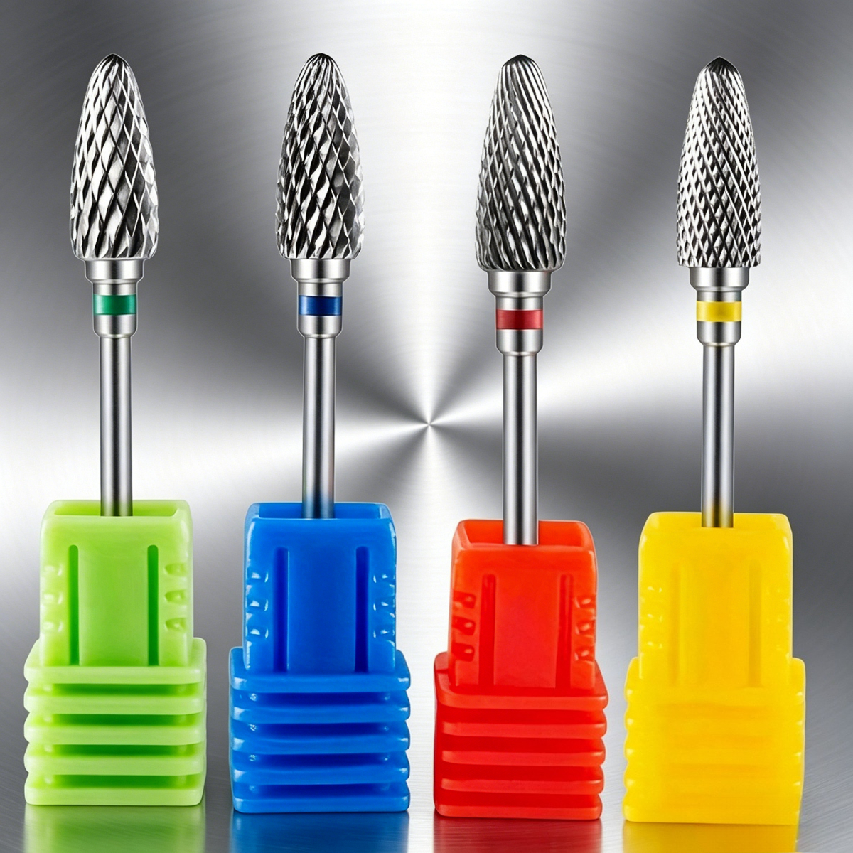 TEMU 4pcs Set Of Stainless Steel Nail Drill Bits, Designed For Electric Milling, Suitable For Removing Gel Nail Polish And Nail/foot Care, Size 3/32'