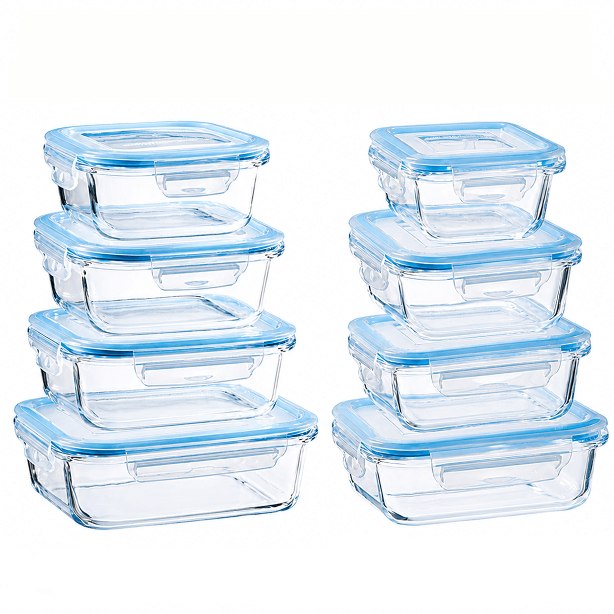 TEMU 16pcs Refrigerator Organizer Glass Storage Containers, Stackable Airtight Leakproof Fridge Freezer Storage Boxes, Microwave Heating Dishwasher