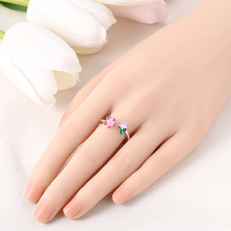 925 Sterling Silver Rotating Cherry Blossom Ring, Elegant Gift